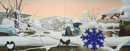 Zhang Hui Blueprint.Pleasant Sensation 2009-2010, 2013 Acrylic on canvas 182 × 450 cm, composed of 2 pieces, 182 × 225 cm each
